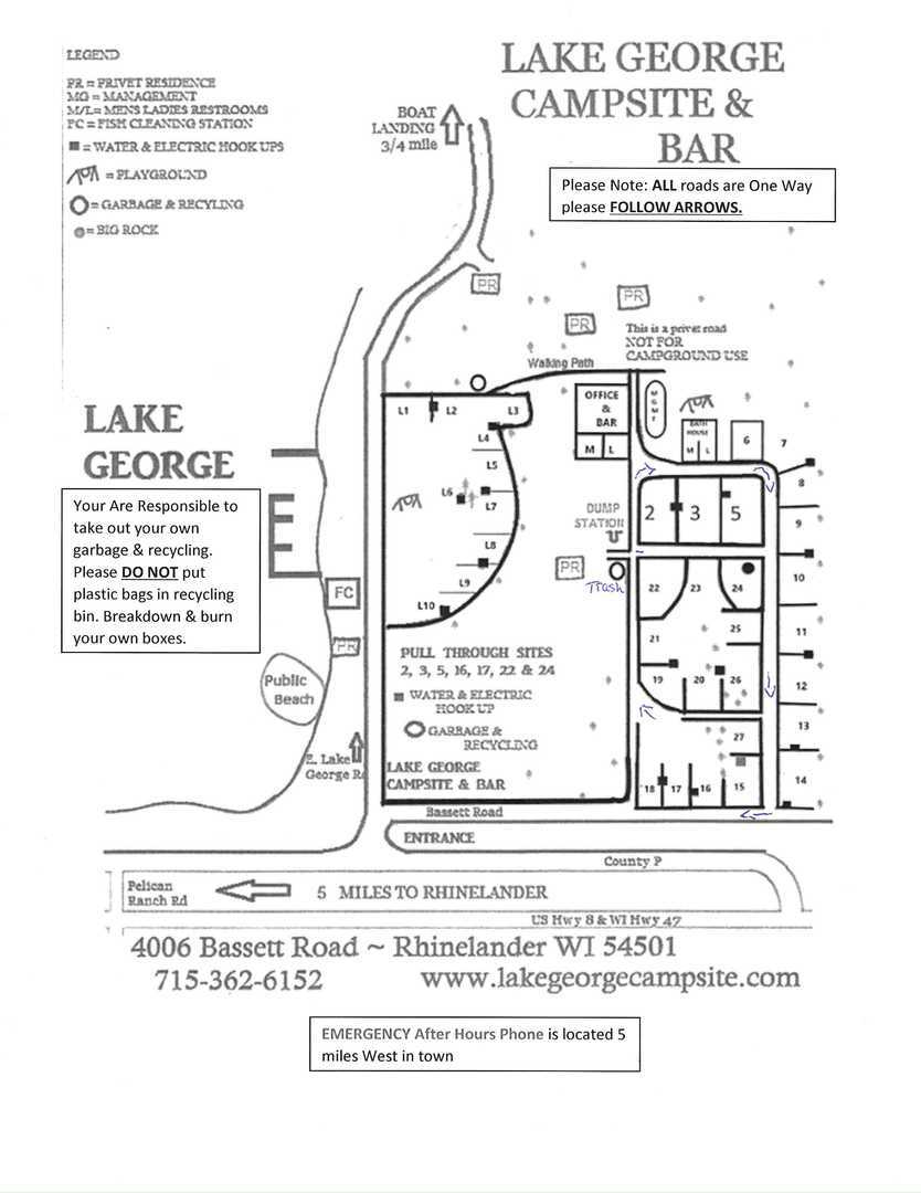 Lake Campsite LLC Rates, Rules & Site Map